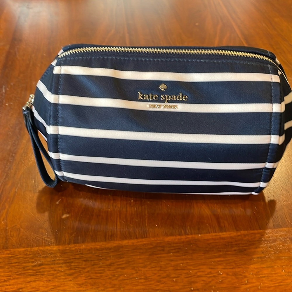 Kate Spade Small Navy and white striped cosmetic bag